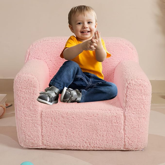 Kids Snuggly-Soft Sherpa Chair, Cuddly Toddler Foam Chair - Image 5