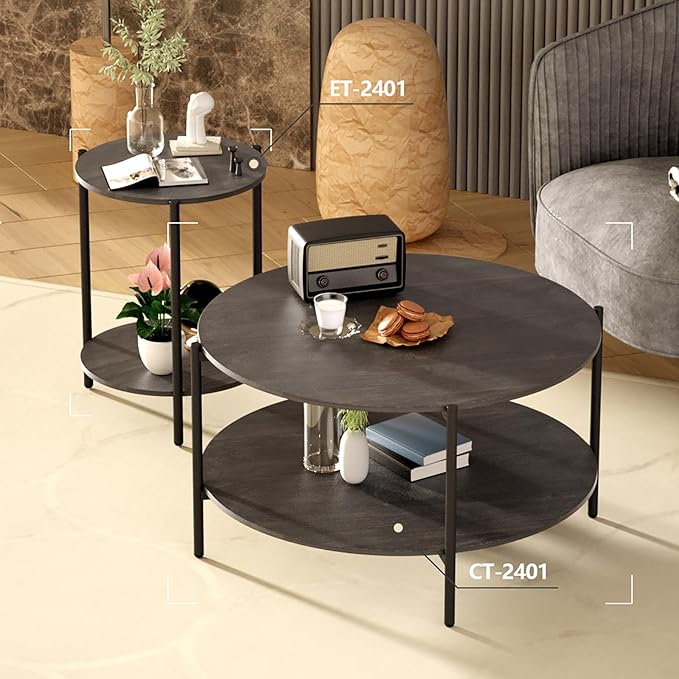 Round Side Table, 2-Tier Circle End Tables - Image 6
