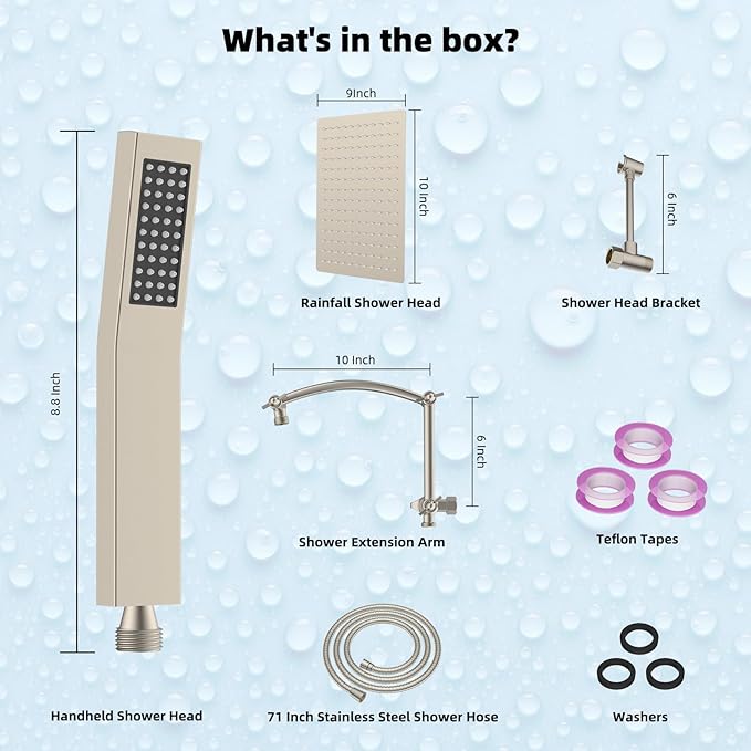 Hibbent All Metal 10'' Rainfall Shower Head, Dual Shower Head Combo, High - Image 8