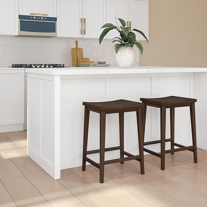 Plank+Beam Smythe Counter Stool, Sturdy Wood Modern Kitchen Counter Height Stool - Image 2