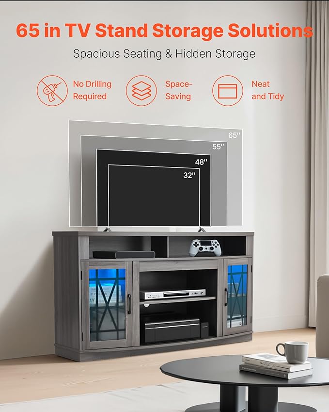 VEVOR TV Stand for TVs up to 65 inch, Farmhouse Entertainment Center - Image 2