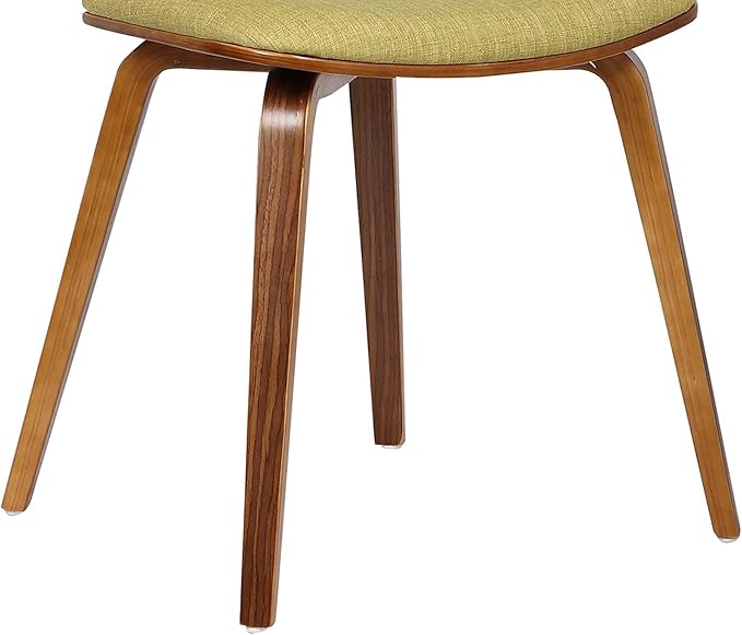 Armen Living Jaguar Mid-Century Dining Chair in Walnut Wood and Green Fabric - Image 9