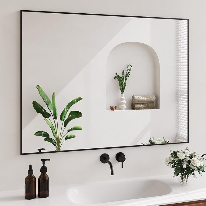 Koonmi Black Mirrors for Wall, 36x48 Inch Bathroom Mirror, Rectangular Wall by KOONMI