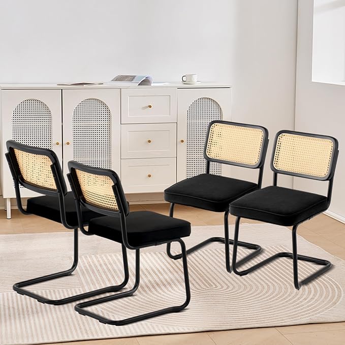 VEVOR Rattan Dining Chairs Set of 4, Mid Century Modern Dining Chair, - Image 2
