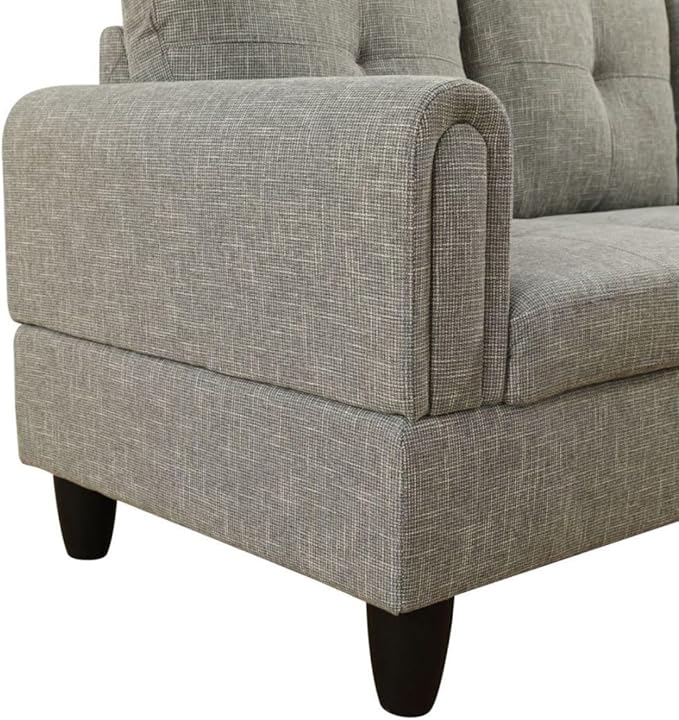 Grey-2 L-Shaped 3-Piece Linen Sofa - Image 6