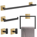 YACVCL Towel Bar Set, 5-Piece Black and Gold Bathroom Hardware Set, SUS304 by YACVCL