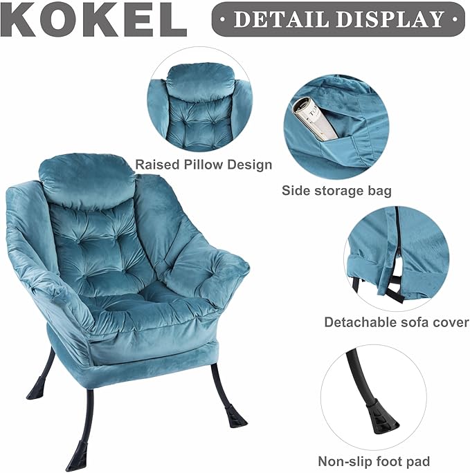 Lazy Chair with Folding Ottoman, Living Room Chairs, Accent Contemporary Lounge - Image 5