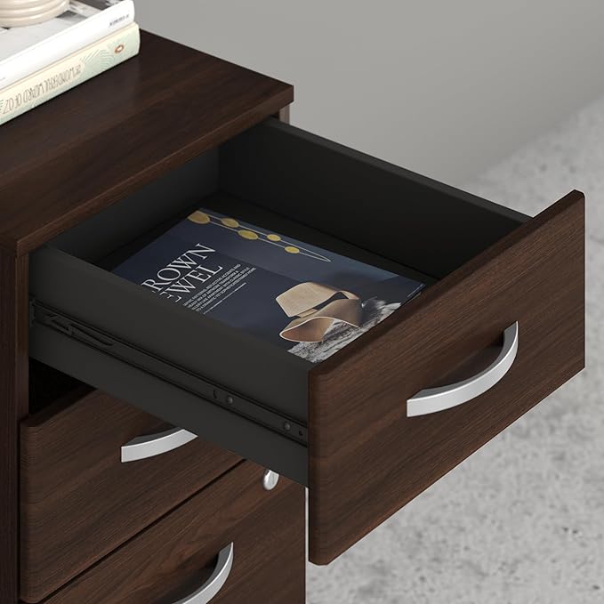 Bush Business Furniture Studio C 3 Drawer Mobile File Cabinet in Black Walnut - Image 4
