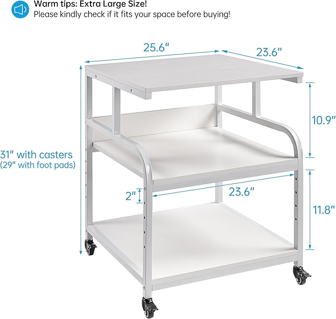 Printer Stand, 25.6" x 23.6" x 30.9" Extra Large Printer Table - Image 2