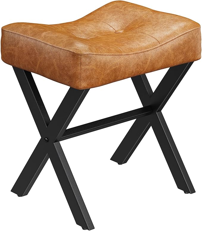 18-Inch Leather Vanity Stool Chair, Vanity Bench by MEMOBARCO