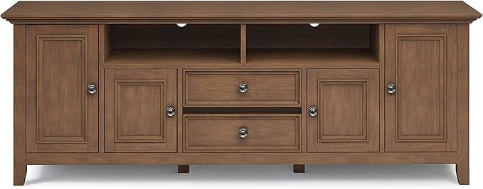 SIMPLIHOME Amherst 72-inch Wide Solid Wood TV Stand in Rustic Natural Aged Brown - Image 5