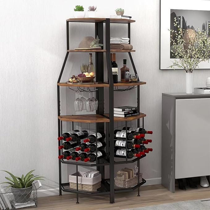 5-Tier Corner Wine Rack Floorstanding - Image 5