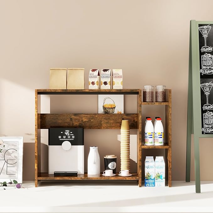 IBUYKE Desktop Bookshelf, 36.8" Desktop Organizer Shelf, Wood Desk Hutch - Image 7