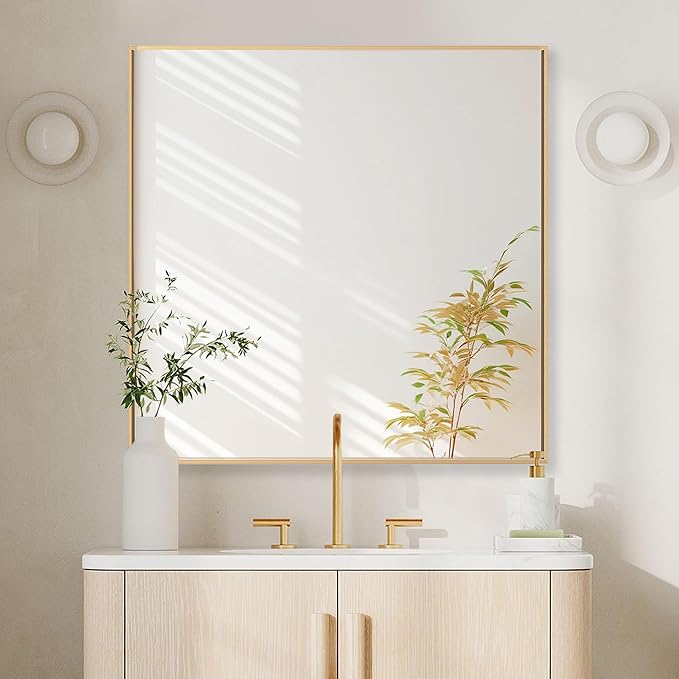 30x30 Inch Orange Gold Bathroom Mirror by Bonverre