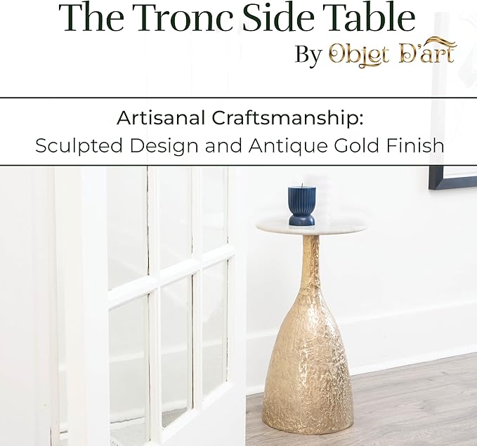 OBJET D'ART Small Round Gold End Tables, Vintage Metal Accent, Coctail and - Image 4
