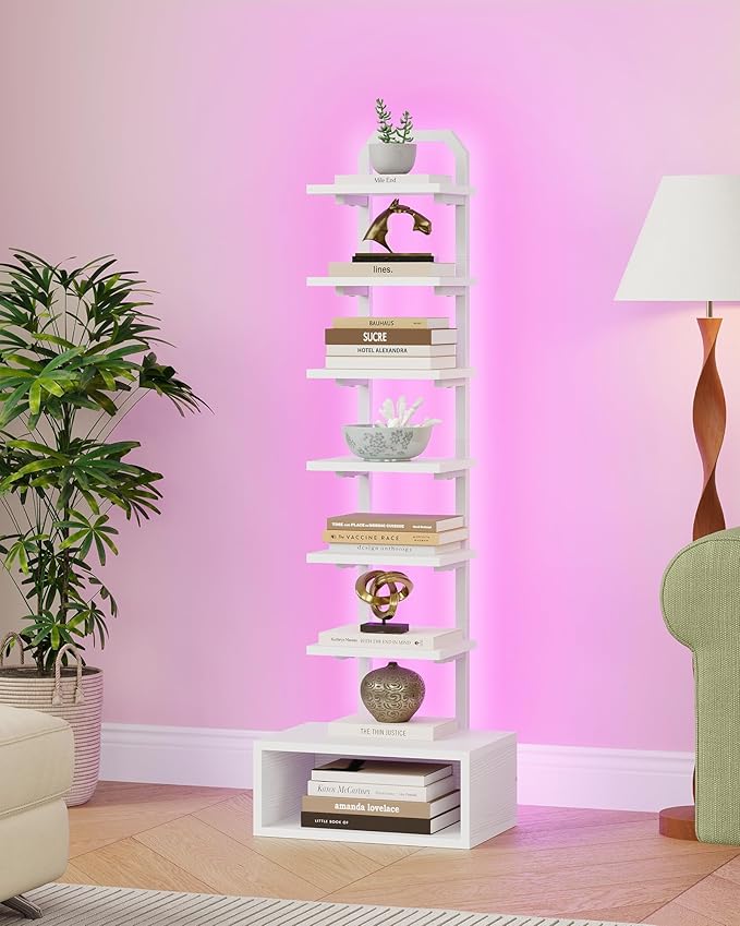 8-Tier Bookshelf, LED Bookcase - Image 6