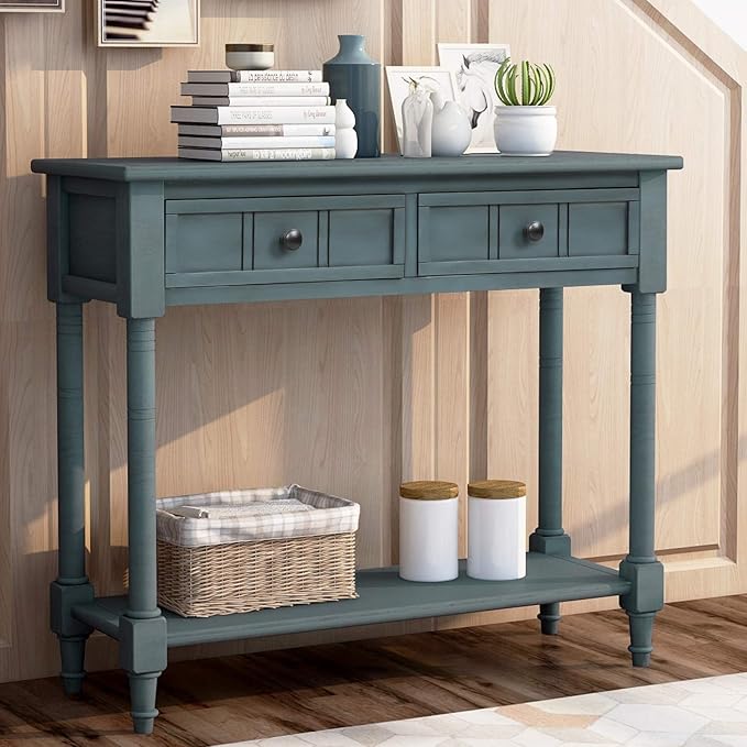 Bellemave Console Table with Drawers, Retro Entryway Table with 2 Drawers and - Image 7