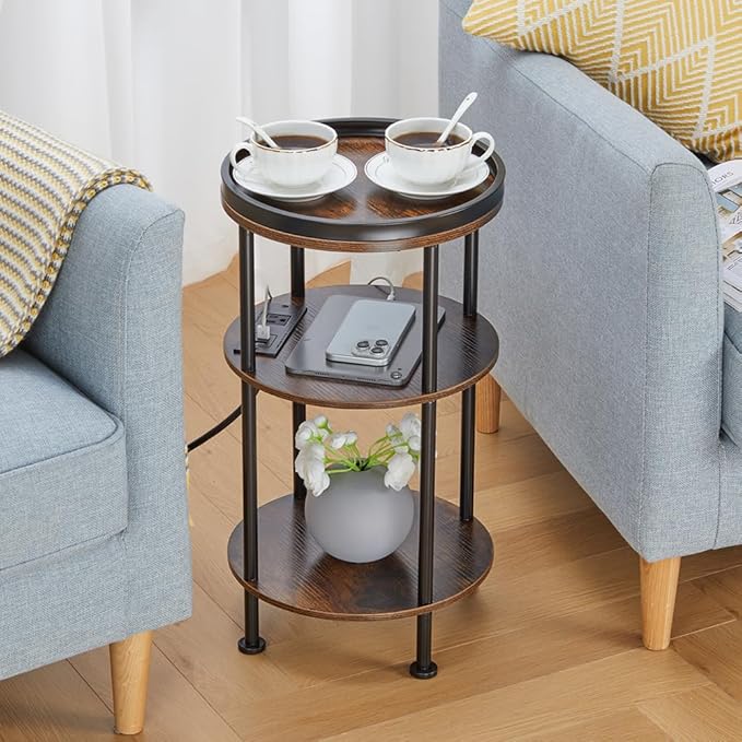 Small Round Side Table with Charging Station - Image 2