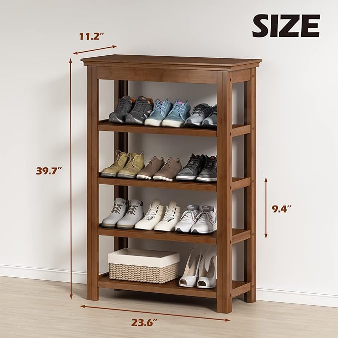 Bamworld Shoe Rack for Front Door Entrance Bamboo Shoe Organizer Free Standing - Image 2