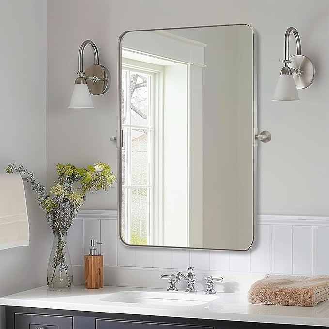 MOON MIRROR Brushed Nickel Pivot Mirror - Image 6