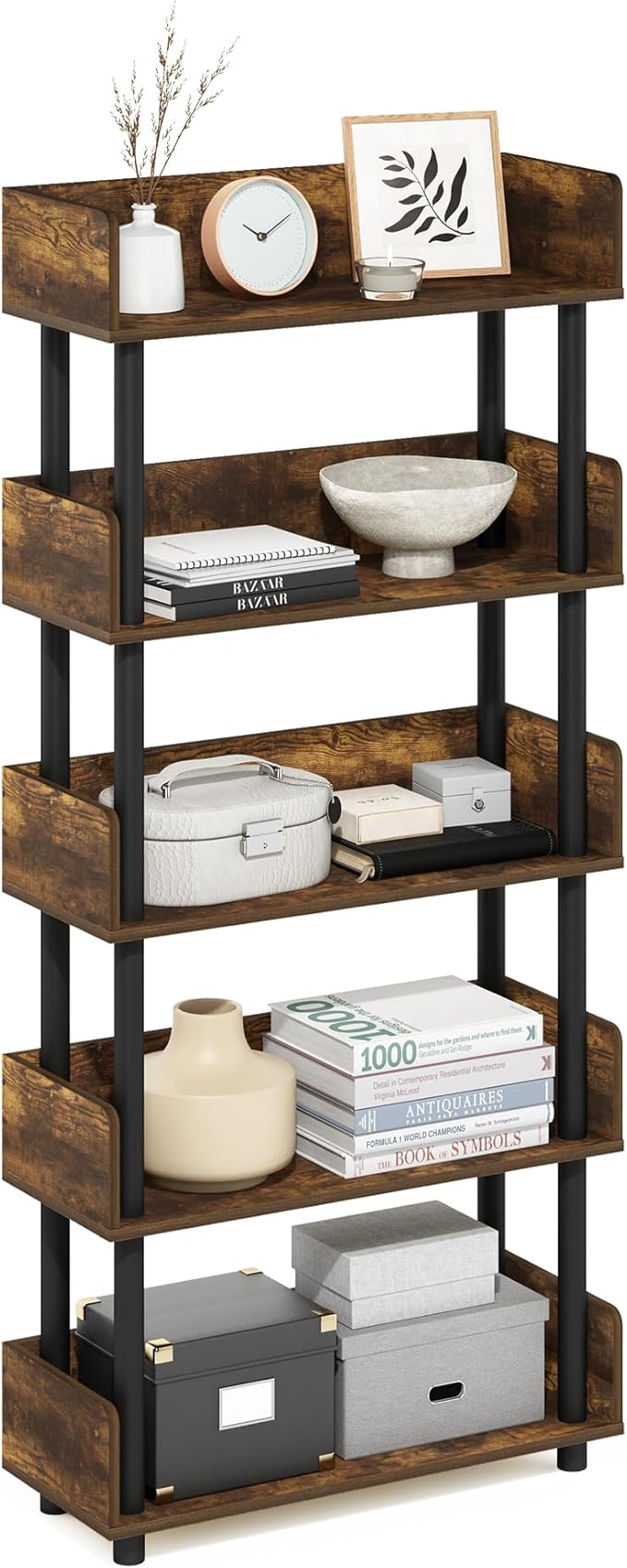 Furinno Turn-N-Tube 5-Tier Multipurposes Display Rack, Open Shelf Rack/Storage by Furinno-FitsYourSpaceFitsYourBudget