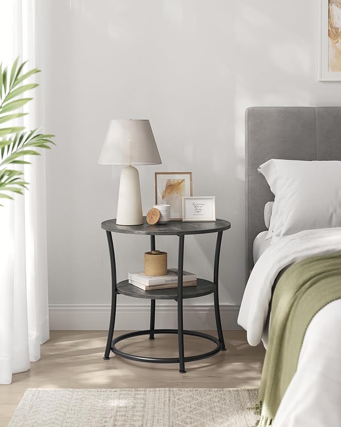VASAGLE Side Table, 2-Tier Round End Table, Nightstand - Image 6