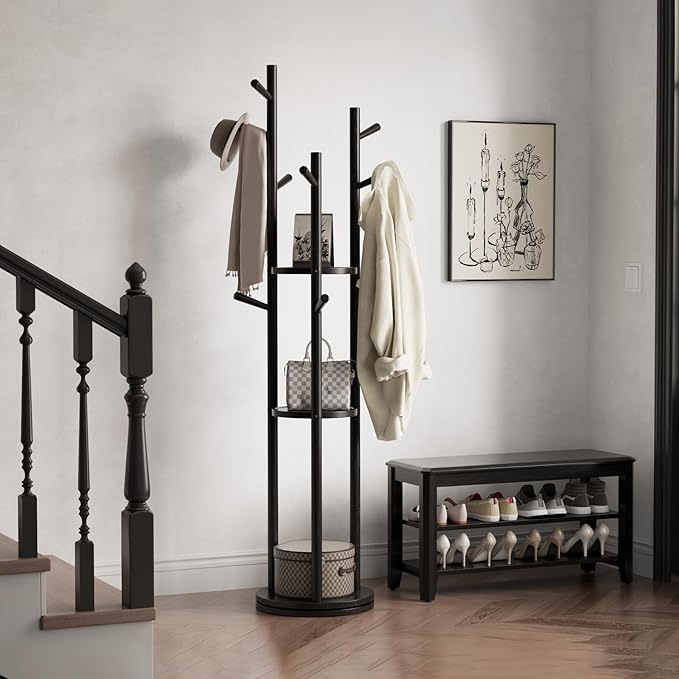 Solid Wood Rotary Coat Rack, Freestanding Coat Rack - Image 8