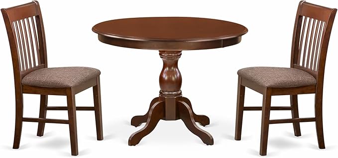 East West Furniture HBNF3-MAH-C 3 Piece Dining Room Table Set Contains a Round by EastWestFurniture