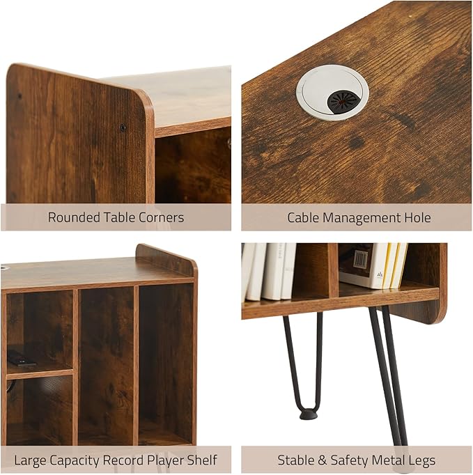 Large Brown Record Player Stand - Image 9