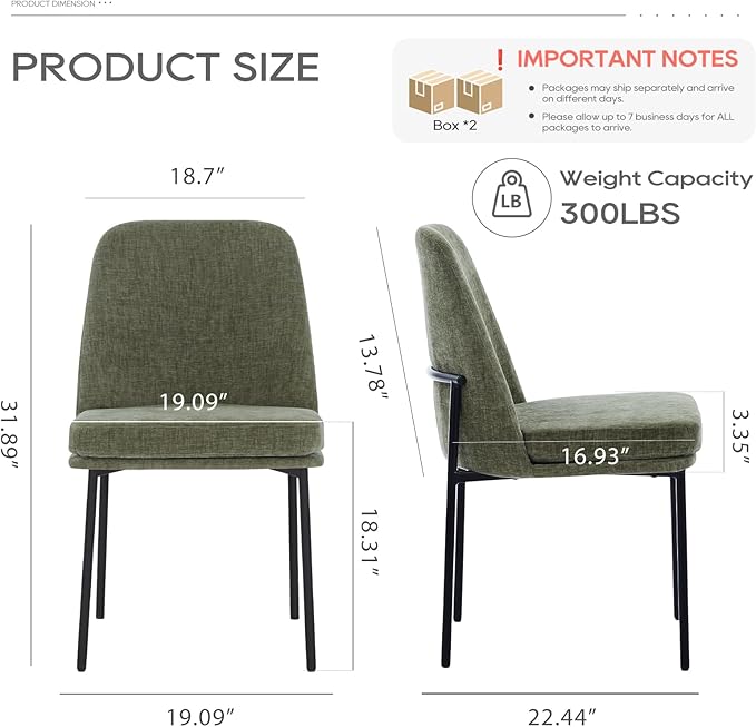 COLAMY Modern Dining Chairs Set of 4, Fabric Upholstered Dining Room Chairs - Image 5