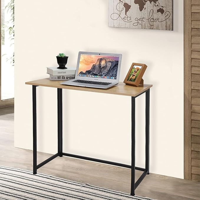 Leopard Folding Computer Desk for Small Spaces, Space-Saving Home Office Desk - Image 2