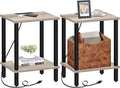 TUTOTAK End Table with Charging Station, Small Side Table, Nightstand Bedside by WelcometotheTUTOTAKHome