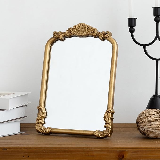 Vintage Vanity Mirror Small Gold Makeup Desk Mirror by Meolyx