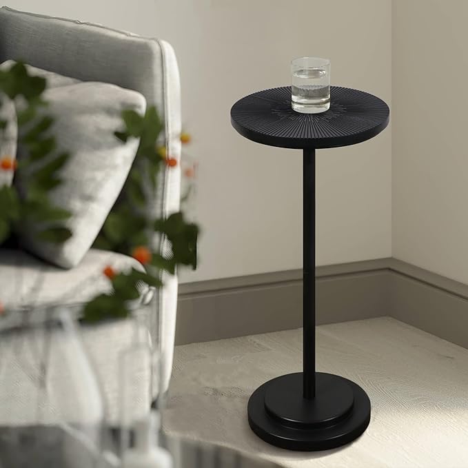 Drink Table, Carved Table Top Martini Table, Small Side Table, Weighted Base - Image 3