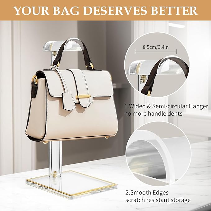 2Pcs Adjustable Purse Display Stands, Height 10"-16"+14"-24", Acrylic Handbag - Image 3