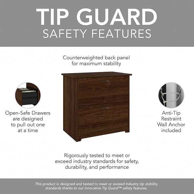 Bush Furniture Cabot 2 Drawer Lateral File Cabinet in Modern Walnut, Home - Image 9