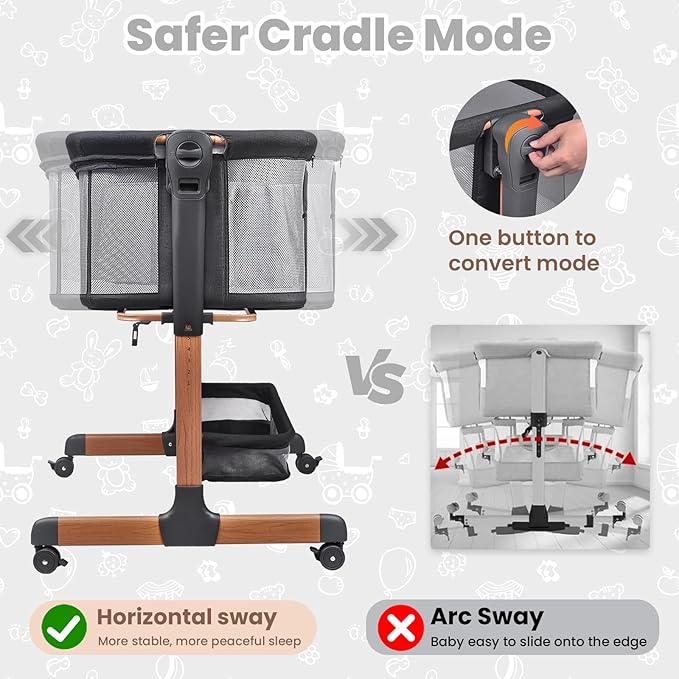 Baby Bassinet, 3 in 1 Bedside Sleeper - Image 3