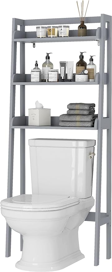 UTEX Over Toilet Bathroom Organizer, 3-Tier Above Toilet Storage Shelf Rack by UTEX