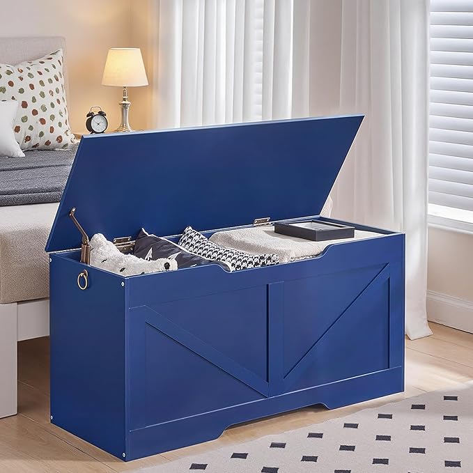 HOOBRO Storage Bench, 39.4" Retro Wooden Storage Chest - Image 5