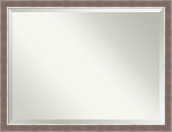 Amanti Art Brown Wall Mirror 34x44 Noble Mocha Rectangle Bathroom Mirror by AmantiArt
