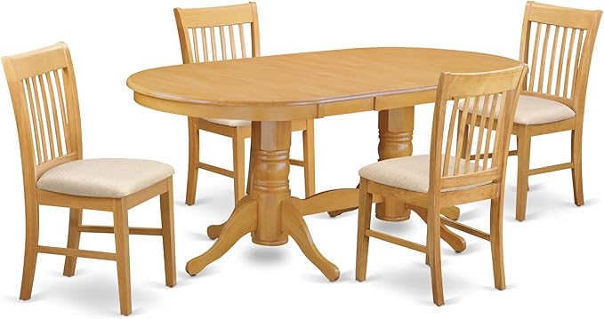 East West Furniture VANO5-OAK-C 5 Piece Dining Set Includes an Oval Dining Room by EastWestFurniture