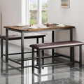 Garvee Dining Table with 2 Benches, Kitchen Table with 2 Upholstered Benches by Unknown