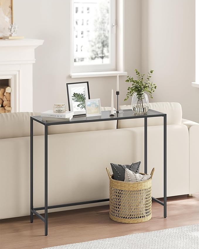 VASAGLE Entryway Table, Console Table, Tempered Glass Tabletop, Modern Sofa - Image 4