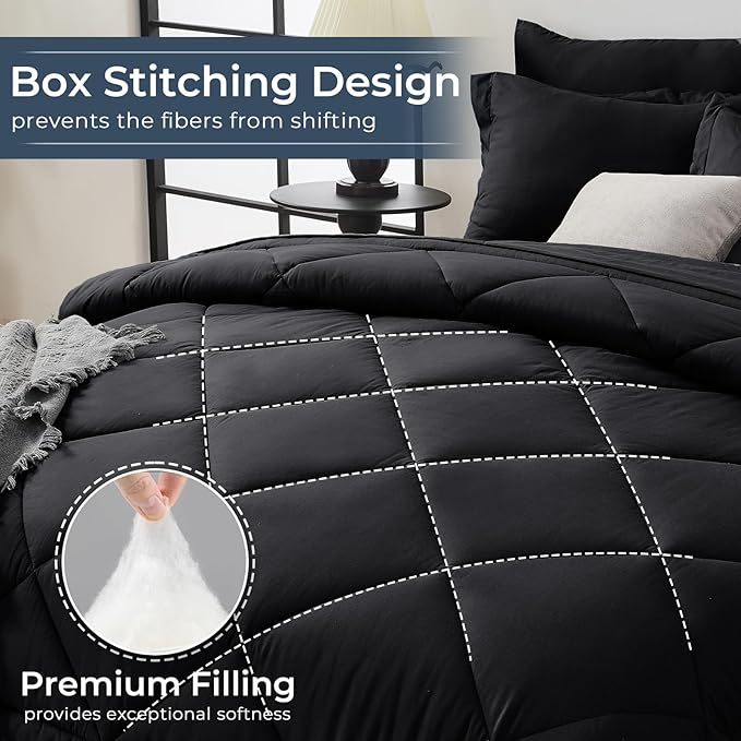 HEVUMYI Black Cali-King Comforter Set - Image 4