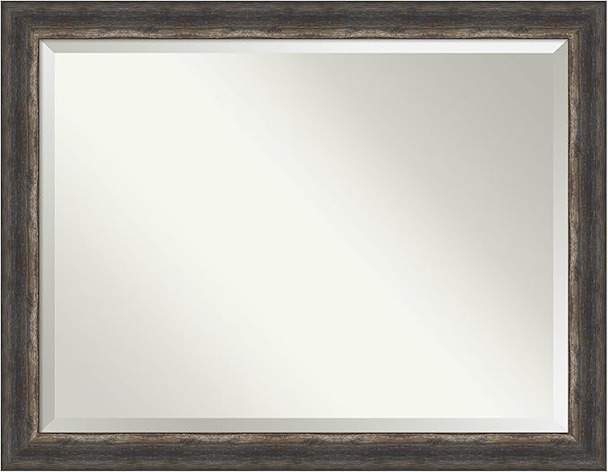 Amanti Art Brown Wall Mirror 35x45 Bark Rustic Char Rectangle Bathroom Mirror by AmantiArt