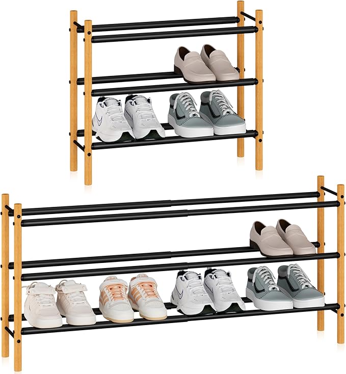 STORAGE MANIAC Expandable Shoe Rack, 16 Pairs Stackable Small Shoe Rack by STORAGEMANIAC