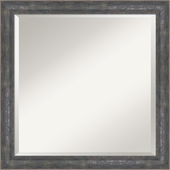 Amanti Art Grey Wall Mirror 23x23 Angled Metallic Rainbow Square Bathroom Mirror by AmantiArt