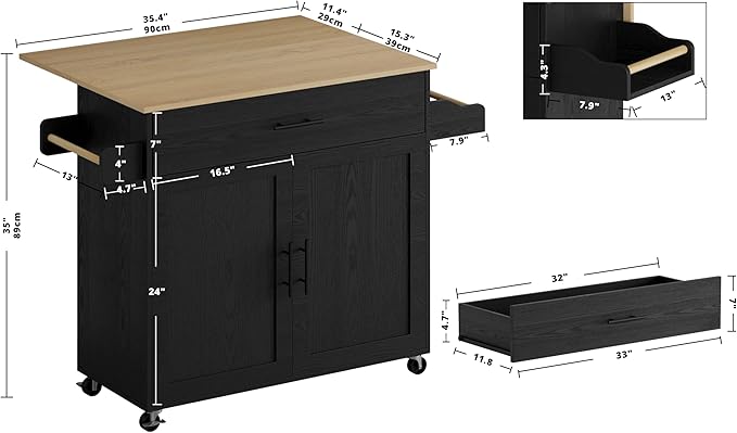 IRONCK Kitchen Island with Storage, Rolling Kitchen Island on Wheels with Drop - Image 8
