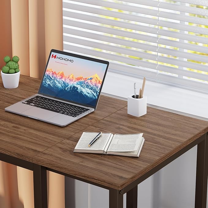 SINPAID 40" Vintage Desk with Shelves, Sturdy Dark Brown Desks with Storage - Image 4