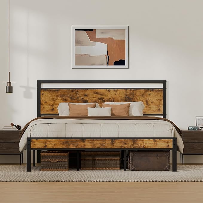 Z-hom Upgraded King Size Bed Frame, Heavy Duty Metal Sturdy King Bed Frame by Z-HOM
